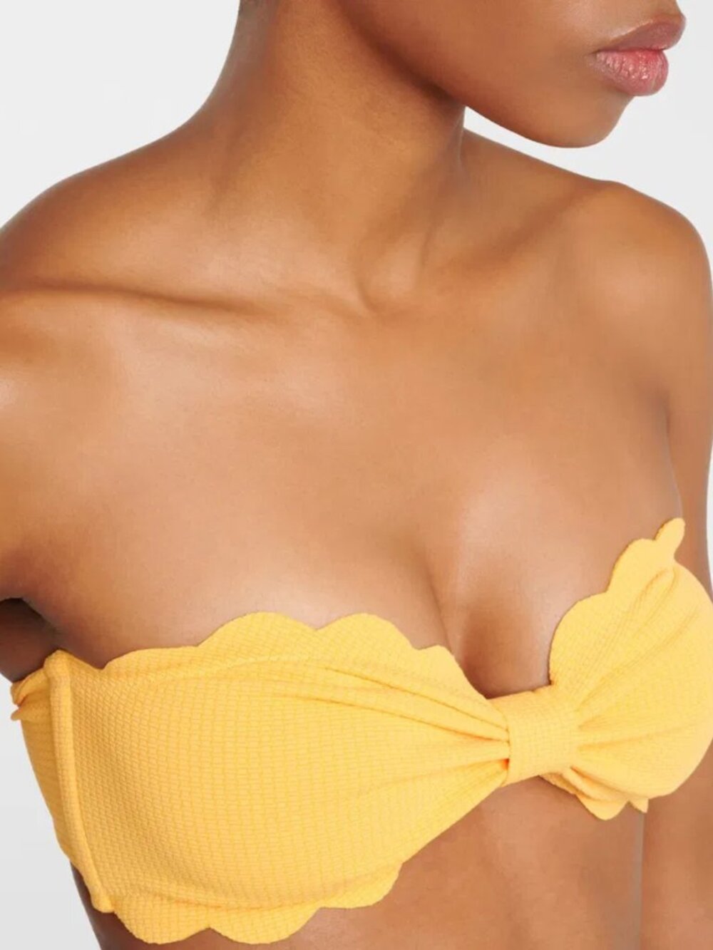 Marysia Swim bandeau bikini top bowtie strapless scalloped beach resort